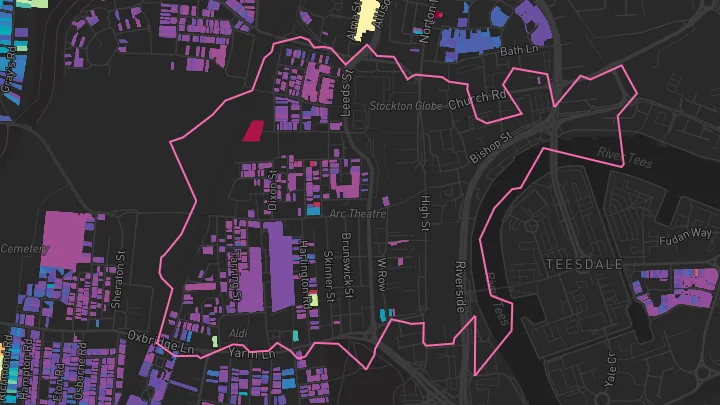 House price heatmap showing property values across Stockton-On-Tees