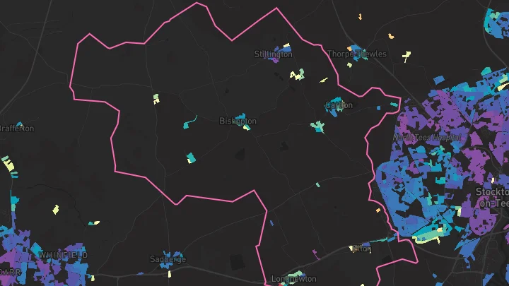 House price heatmap showing property values across Stillington