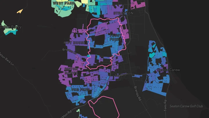 House price heatmap showing property values across Hartlepool