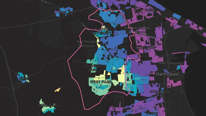 House price heatmap showing property values across Hartlepool