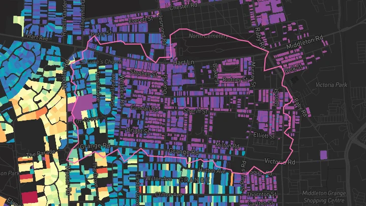House price heatmap showing property values across Hartlepool