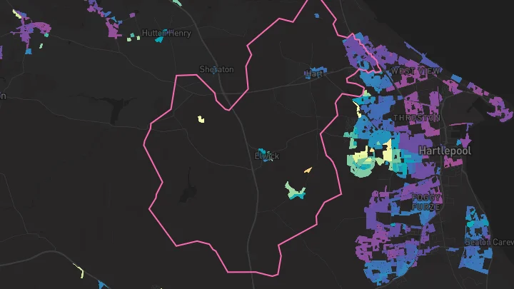 House price heatmap showing property values across Hartlepool