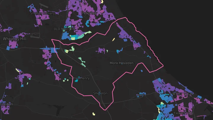 House price heatmap showing property values across Blackhall Colliery