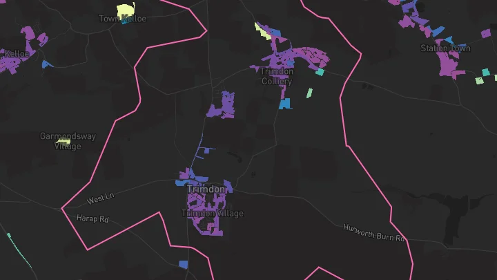 House price heatmap showing property values across Trimdon