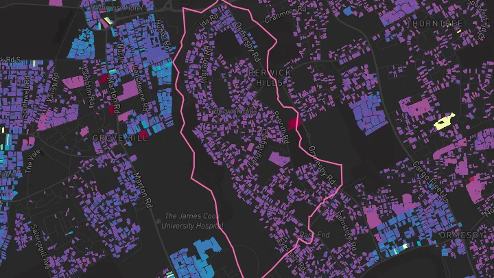 House price heatmap showing property values across Middlesbrough