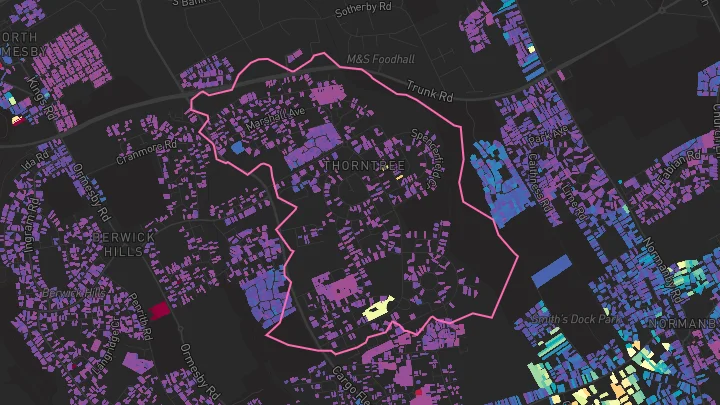 House price heatmap showing property values across Middlesbrough