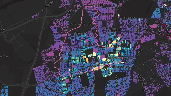 House price heatmap showing property values across Middlesbrough