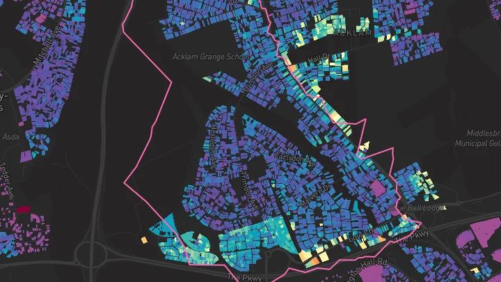 House price heatmap showing property values across Middlesbrough