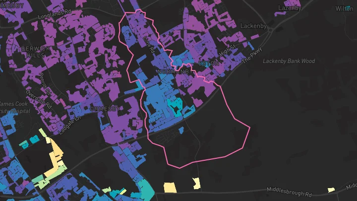 House price heatmap showing property values across Middlesbrough
