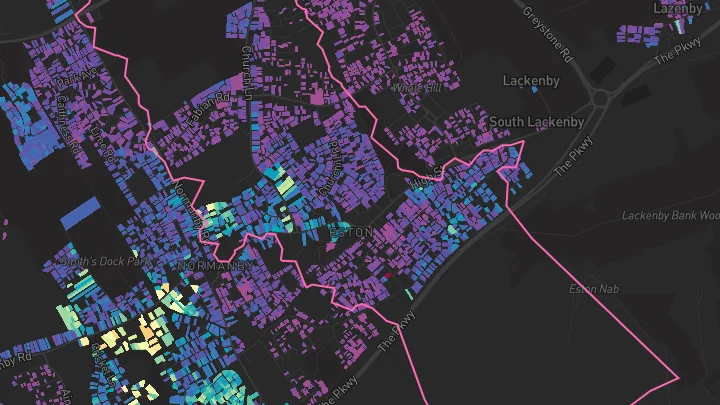 House price heatmap showing property values across Eston