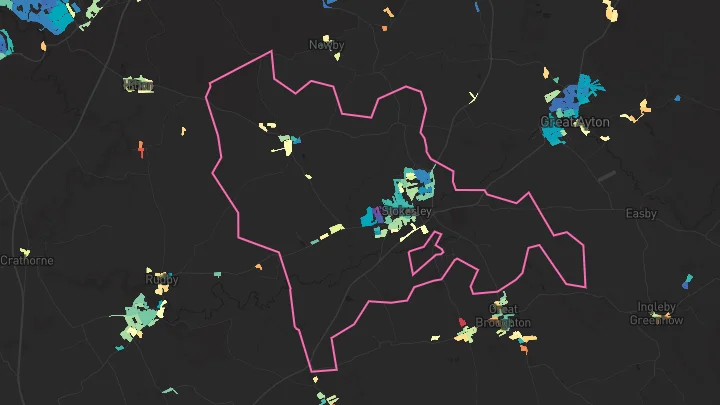 House price heatmap showing property values across Stokesley