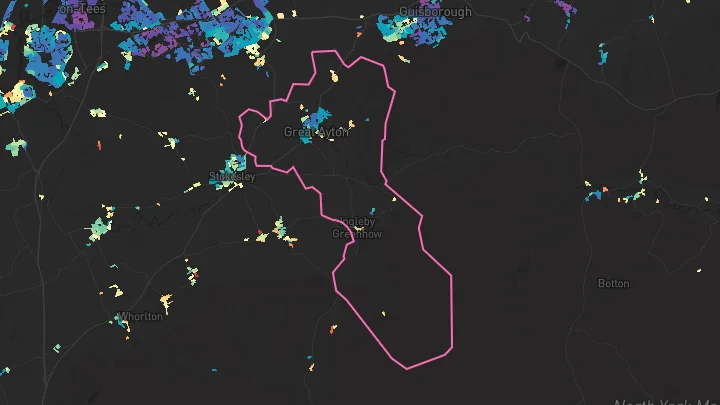 House price heatmap showing property values across Great Ayton