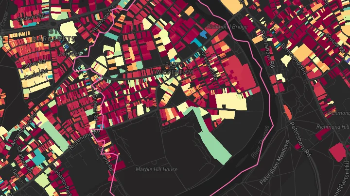 House price heatmap showing property values across St Margarets