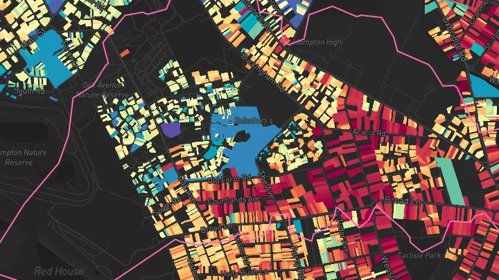 House price heatmap showing property values across Hampton