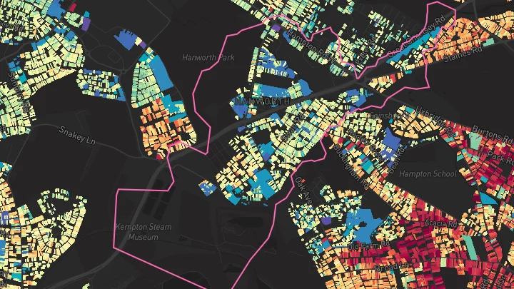 House price heatmap showing property values across Hampton