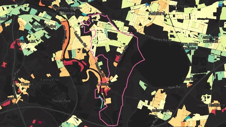 House price heatmap showing property values across Staines