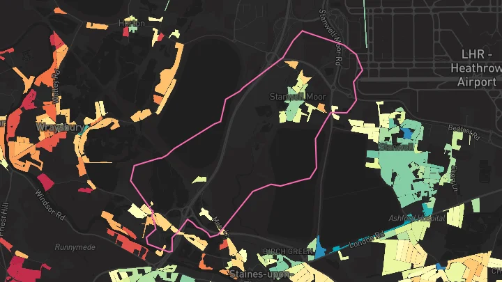 House price heatmap showing property values across Heathrow Terminal 5