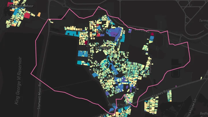 House price heatmap showing property values across Heathrow Terminal 4