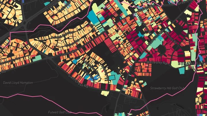House price heatmap showing property values across Fulwell