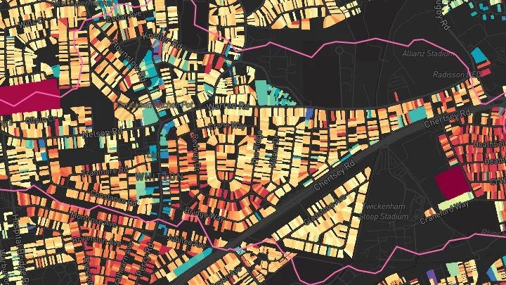 House price heatmap showing property values across Whitton