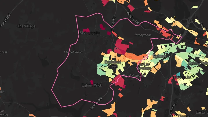 House price heatmap showing property values across Englefield Green