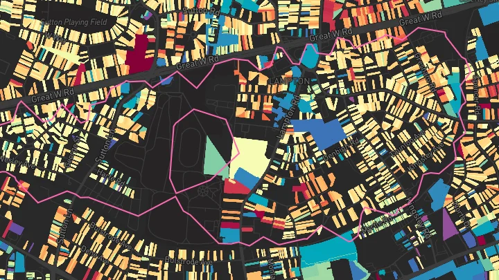 House price heatmap showing property values across Hounslow Central