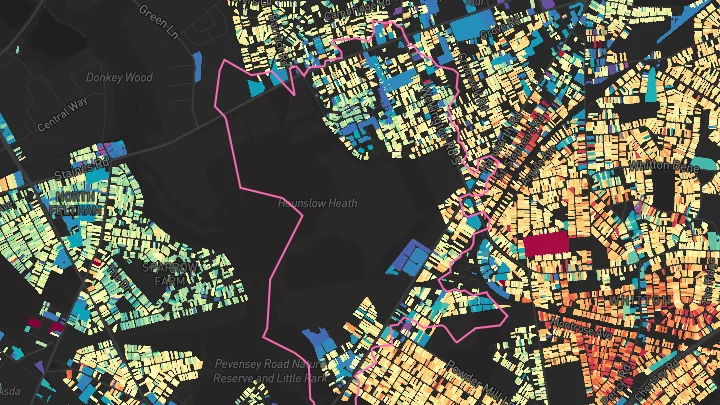House price heatmap showing property values across Hounslow West
