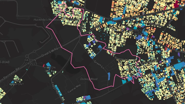 House price heatmap showing property values across Hounslow West
