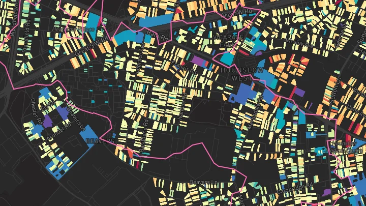 House price heatmap showing property values across Hounslow West