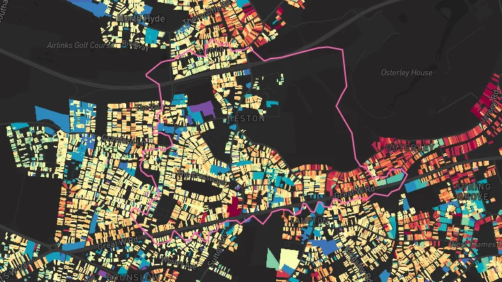 House price heatmap showing property values across Hounslow Central
