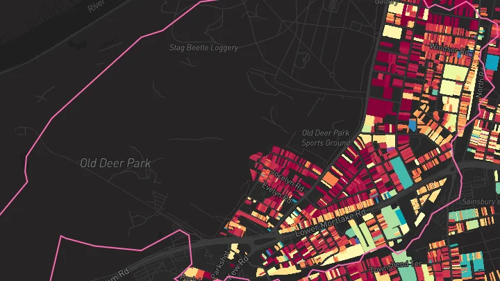 House price heatmap showing property values across Richmond
