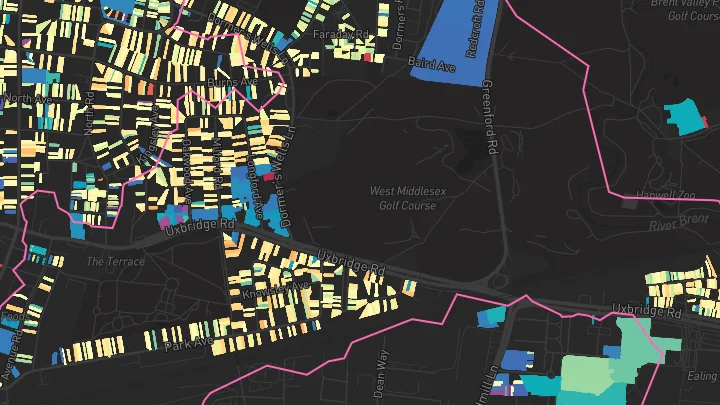 House price heatmap showing property values across Southall