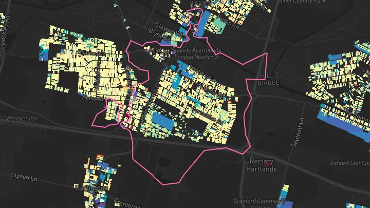House price heatmap showing property values across Hayes And Harlington