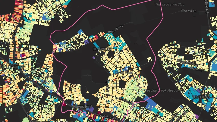 House price heatmap showing property values across Hayes And Harlington
