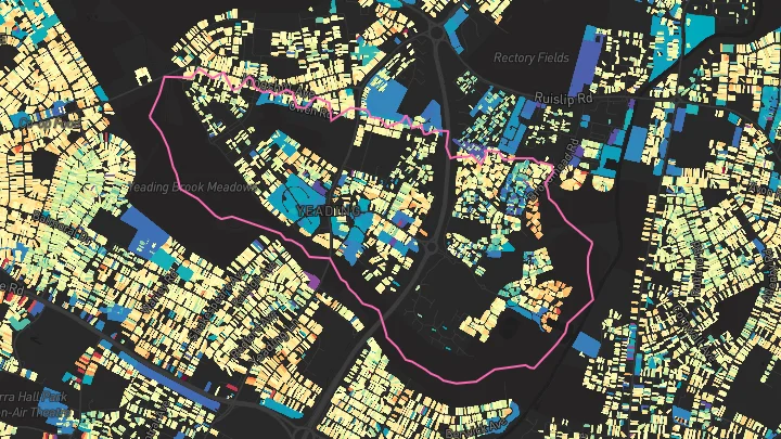 House price heatmap showing property values across Southall