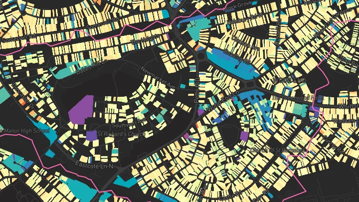 House price heatmap showing property values across Northolt