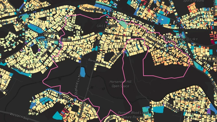 House price heatmap showing property values across Sudbury Hill
