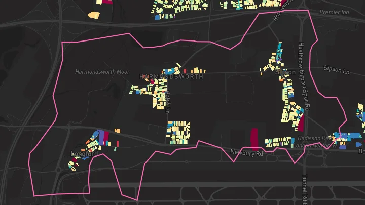 House price heatmap showing property values across Heathrow Terminal 5