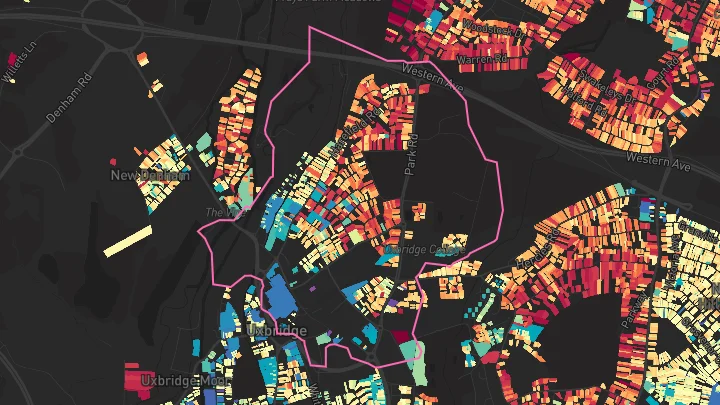 House price heatmap showing property values across Uxbridge