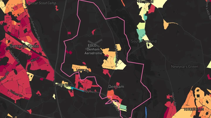 House price heatmap showing property values across Uxbridge