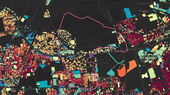 House price heatmap showing property values across East Acton