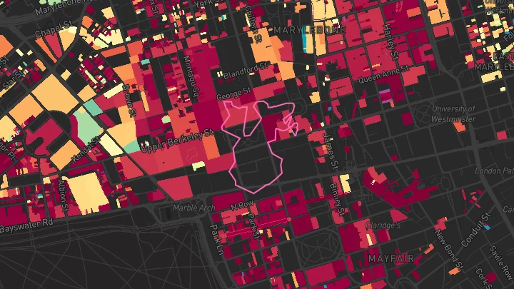 House price heatmap showing property values across Marble Arch