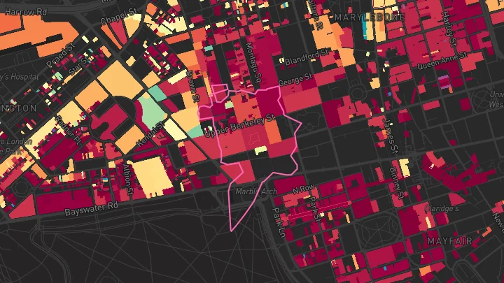 House price heatmap showing property values across Marble Arch