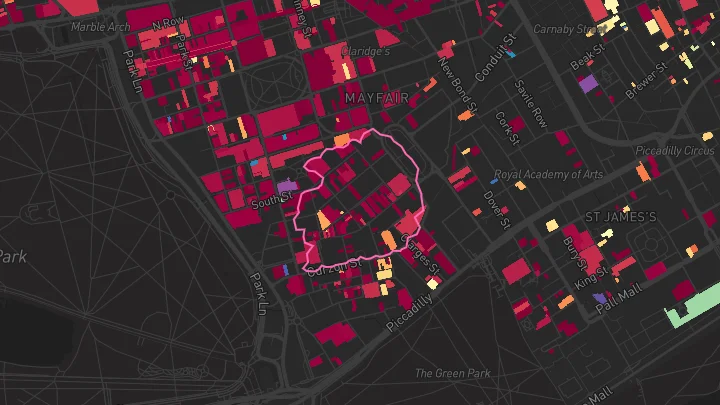 House price heatmap showing property values across Green Park
