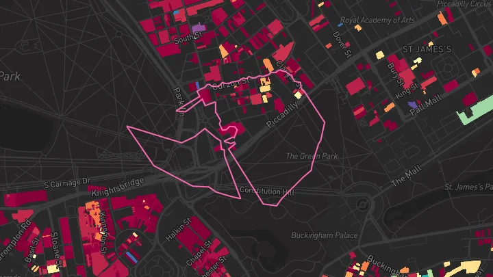 House price heatmap showing property values across Green Park