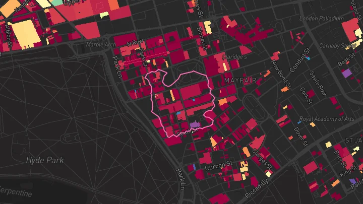 House price heatmap showing property values across Bond Street