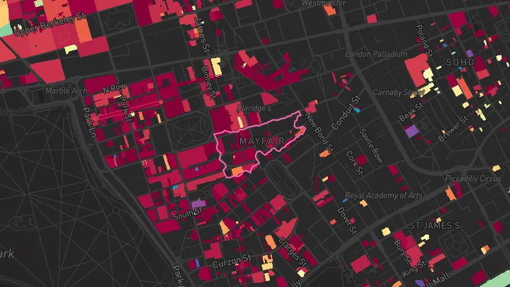 House price heatmap showing property values across Bond Street