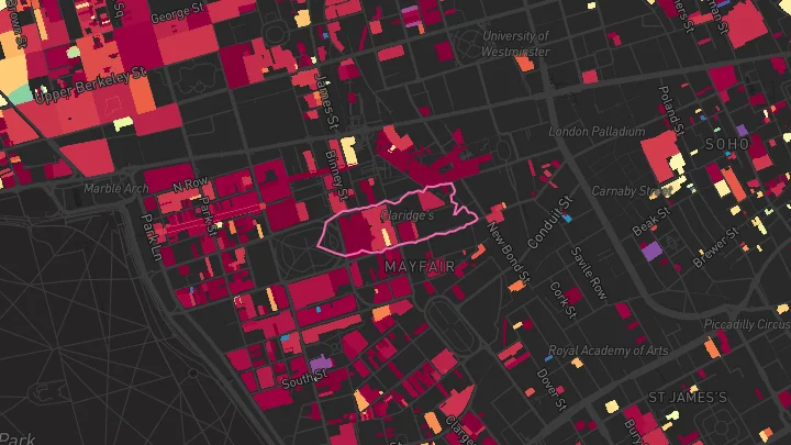 House price heatmap showing property values across Bond Street