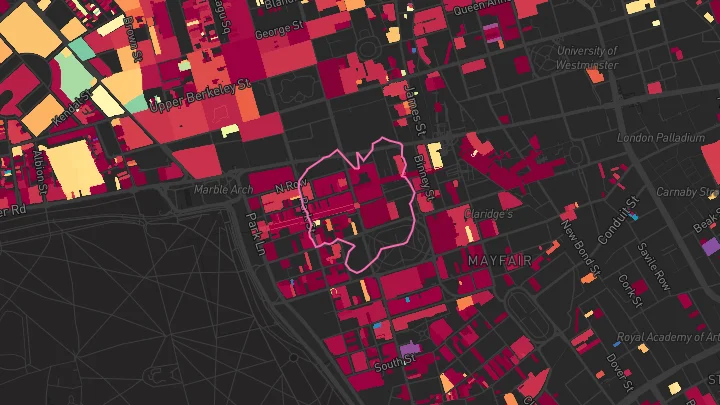 House price heatmap showing property values across Bond Street