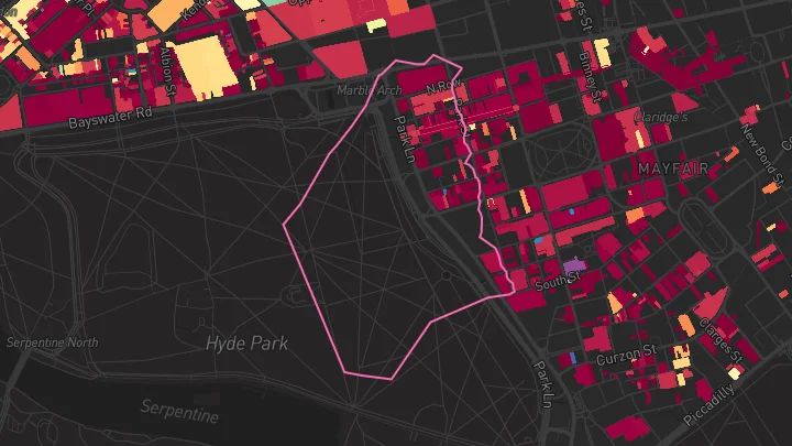 House price heatmap showing property values across Marble Arch
